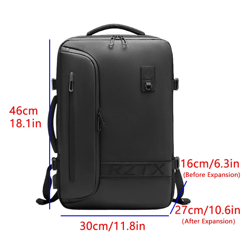 Airbag with Vacuum System Backpack Men Travel Multifinonal Waterproof Back Pack Green High Capacity Expandable Usb Port Bussines